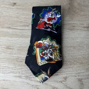 Looney Tunes Mania Tie Christmas Bugs Bunny Necktie 1995 Vintage Warner Bros